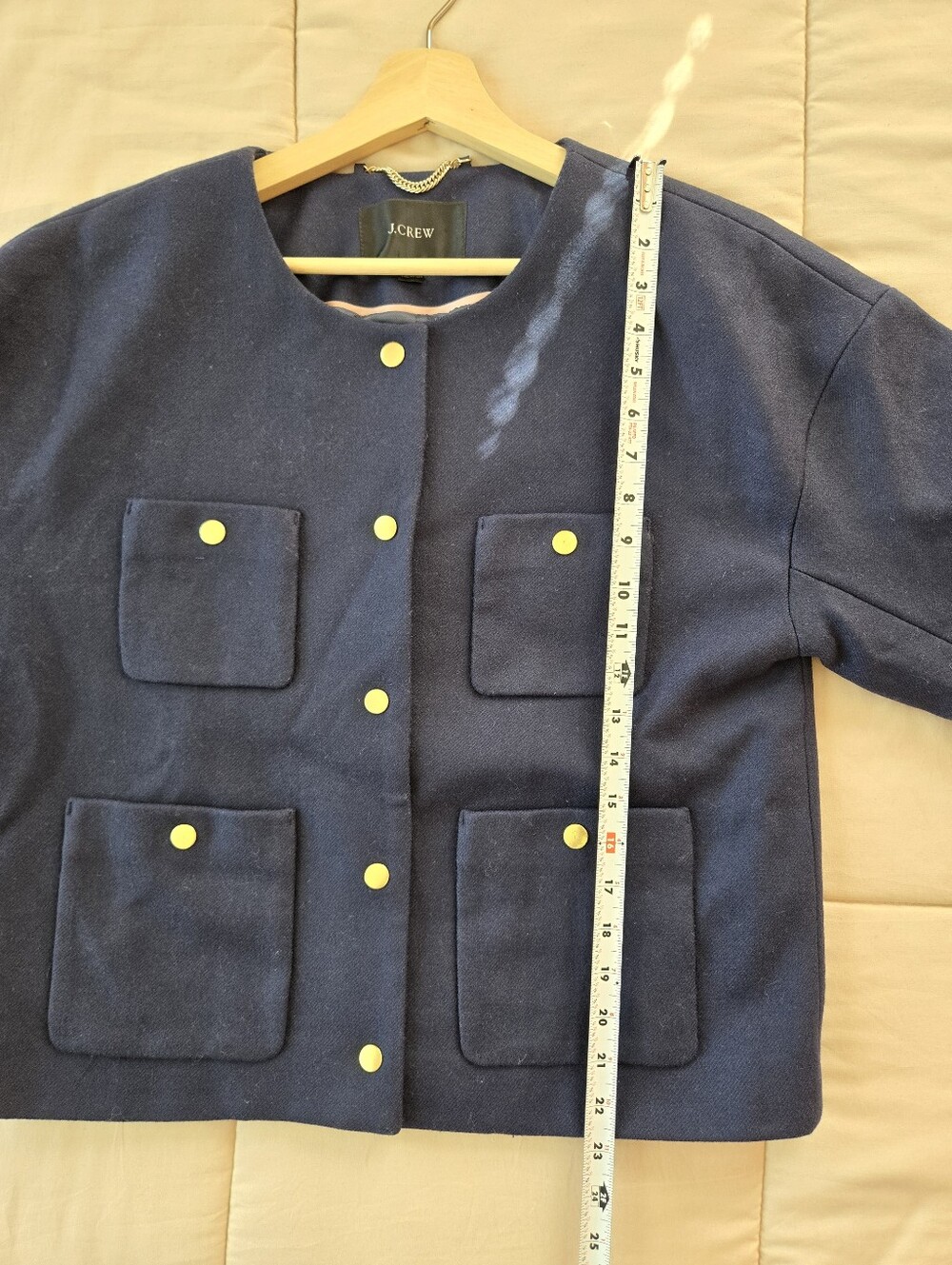 J.Crew Relaxed Lady Jacket in Double-Serge 100% Wool, Navy Blue, Size 10 - Picture 11 of 11